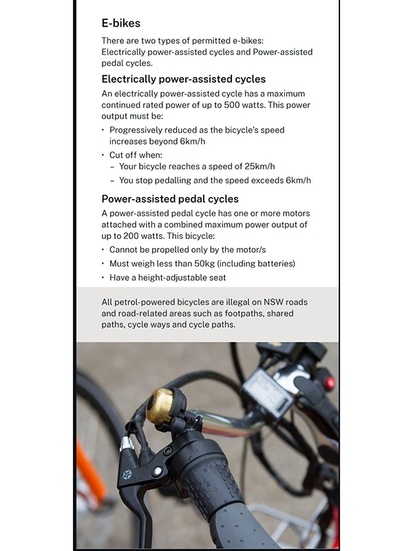 An e-bike and the road rules for Lord Howe Island.